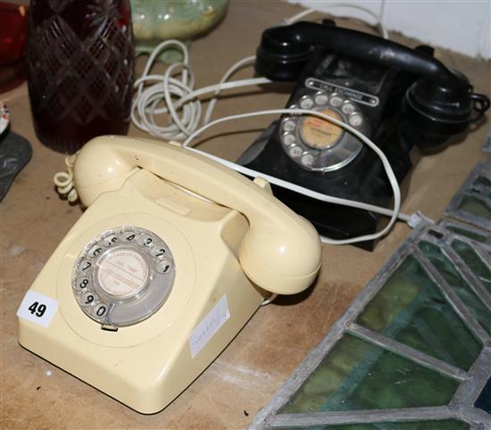 Cream & black bakelite phone